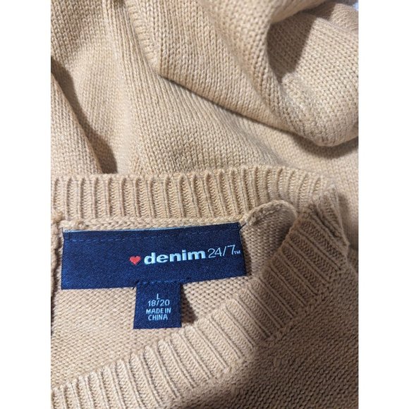 Denim 24/7 pullover sweater cottagecore dress solid Sz Large Yellow - Picture 6 of 8